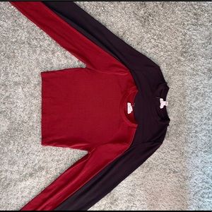 Grey and Red long sleeve crop top